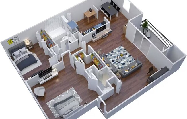 2 beds, 2 baths, 960 sqft, $1,350