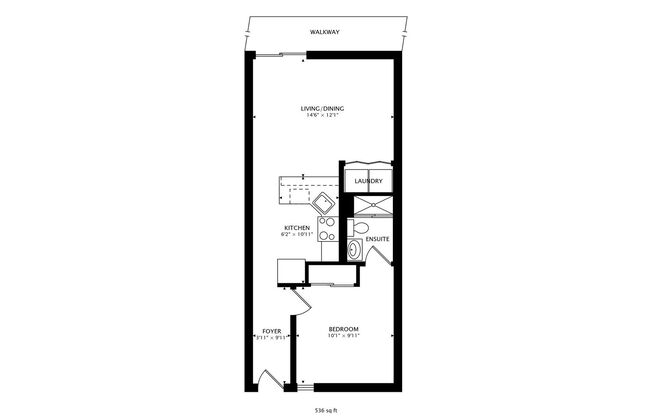 1 bed, 1 bath, 520 sqft, $2,995