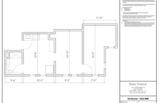 1 bed, 1 bath, $2,500, Unit 5B