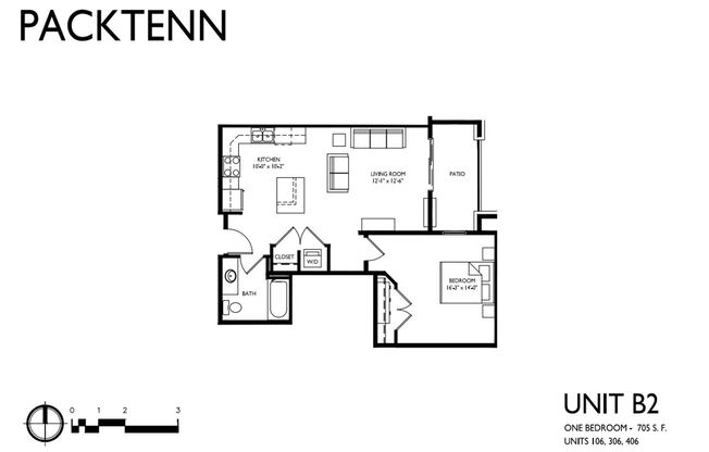 1 bed, 1 bath, 705 sqft, $1,395, Unit 106