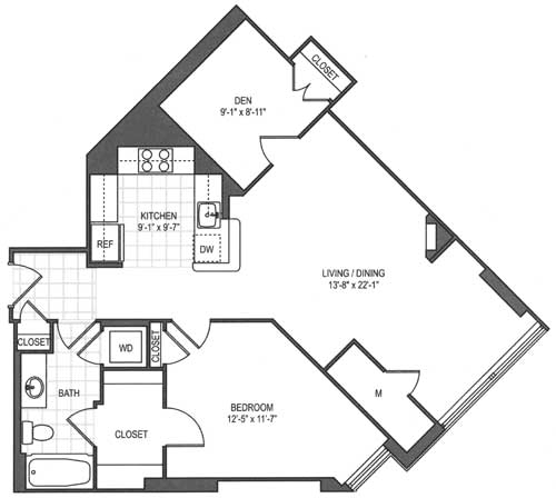 1 bed, 1 bath, 884 sqft, $2,939