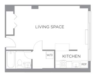 Studio, 1 bath, 365 sqft, $1,649