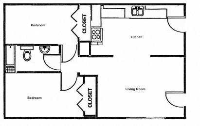 2 beds, 1 bath, 820 sqft, $842
