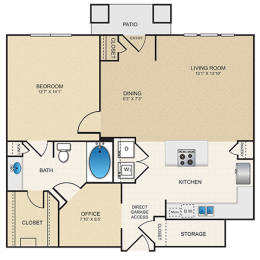 1 bed, 1 bath, 912 sqft, $1,858