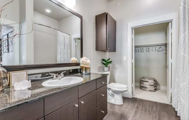 a bathroom with a toilet and a sink and a mirror