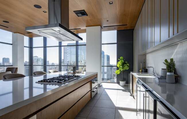 kitchen in clubhouse at Luma