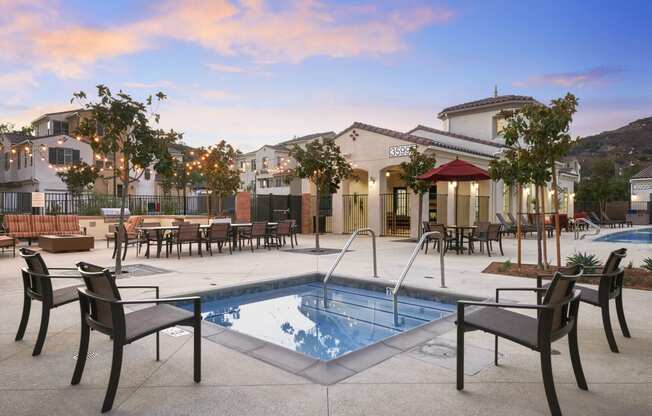 Cool Blue Swimming Pool at Mitchell Place Apartments, California