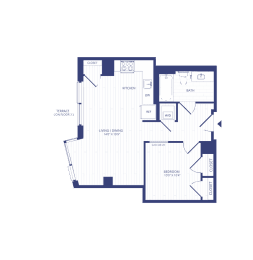 1 bed, 1 bath, 592 sqft, $1,825