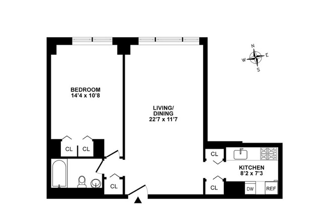1 bed, 1 bath, 650 sqft, $4,395, Unit 17C