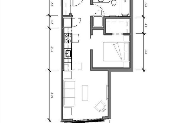 1 bed, 1 bath, 548 sqft, $2,345, Unit 604