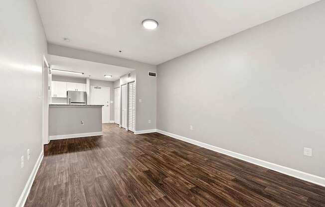 A modern living room at Crogman School Lofts, Atlanta GA 30315