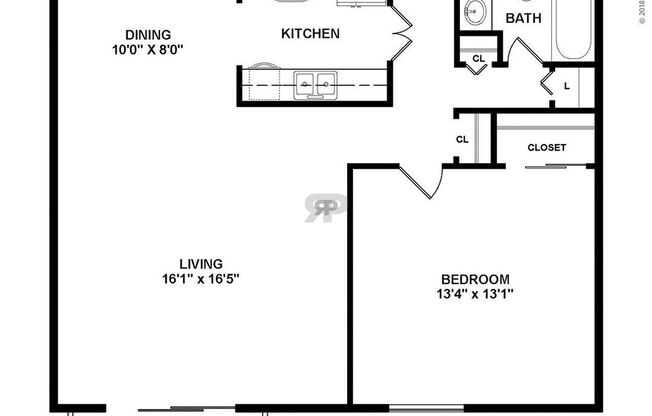 1 bed, 1 bath, 725 sqft, $825