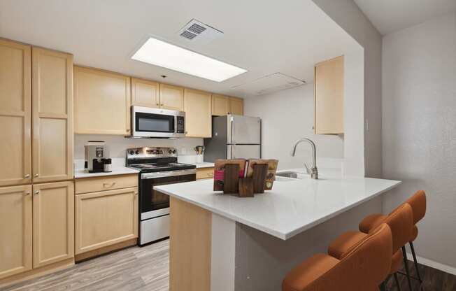 Kitchen island seating at Garden Grove Apartments