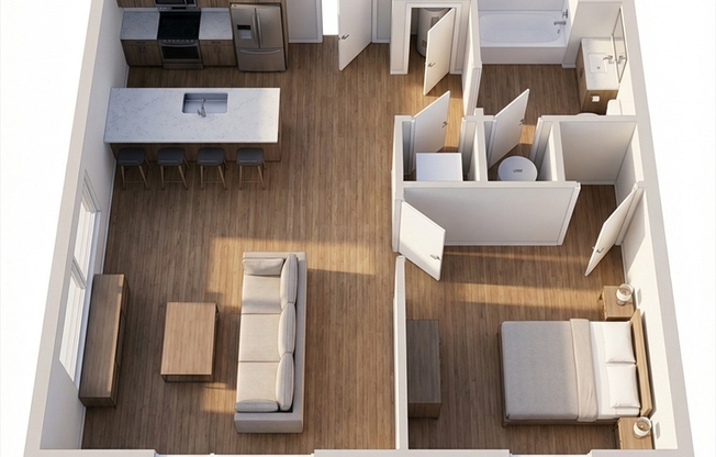 1 bed, 1 bath, 672 sqft, $3,200, Unit 407