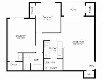 2 beds, 1 bath, 850 sqft, $1,836