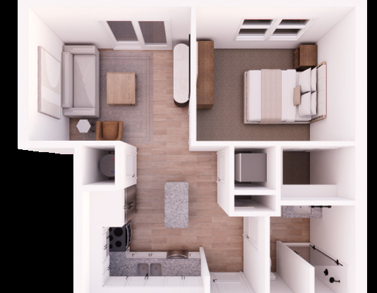 1 bed, 1 bath, 532 sqft, $1,375