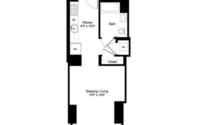 Studio, 1 bath, 460 sqft, $4,345, Unit 3N