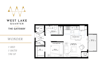 1 bed, 1 bath, 590 sqft, $1,685