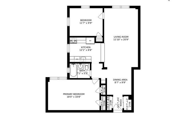 2 beds, 1 bath, $3,200, Unit 414