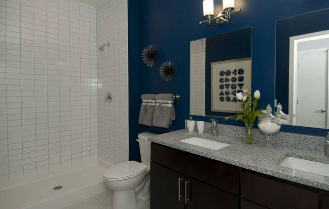 Expansive bathroom with double sinks