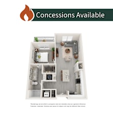 1 bed, 1 bath, 778 sqft, $1,556