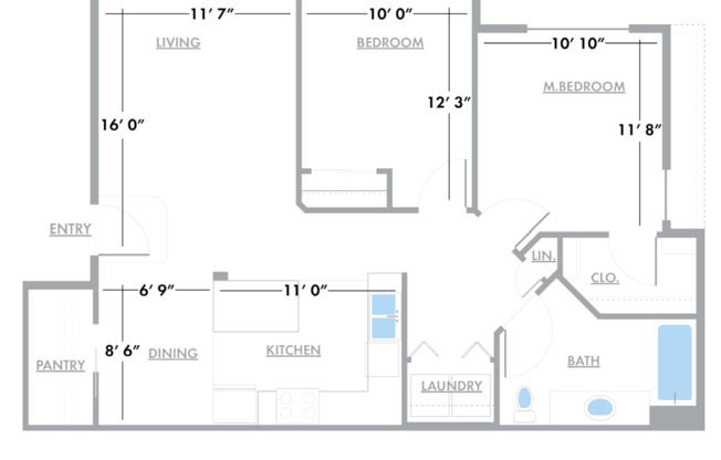 2 beds, 1 bath, 915 sqft, $2,105, Unit B-103