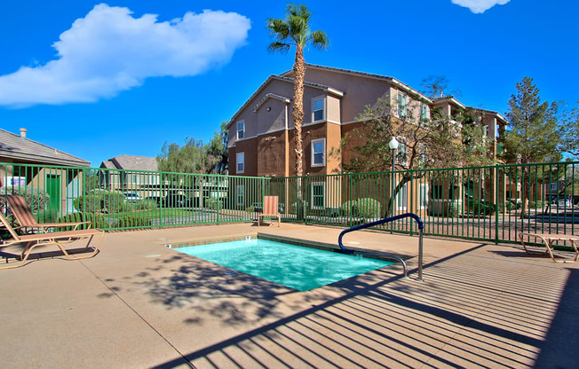 the swimming pool at the preserve at polo apartments