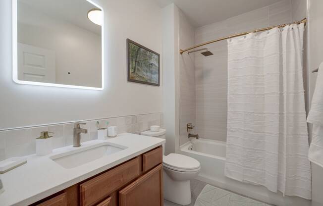 Updated bathroom in newly renovated apartment in Columbia MD