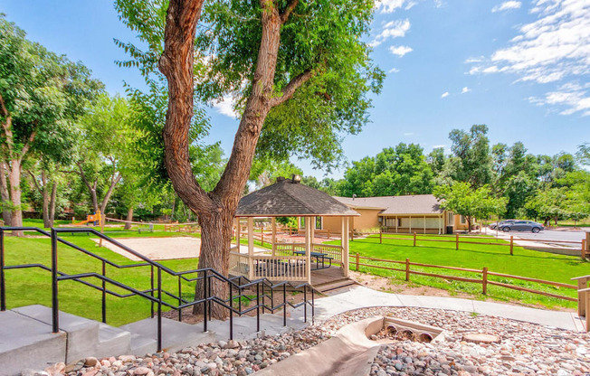 Landscaped Grounds at Woodland Hills Apartments, Colorado Springs, CO, 80918