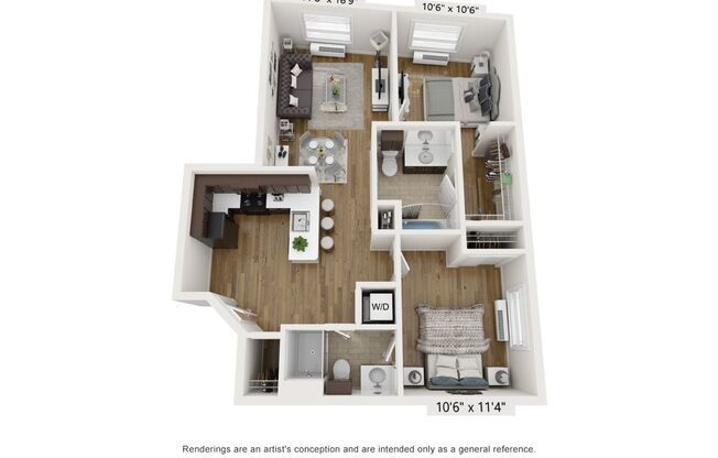 2 beds, 2 baths, 924 sqft, $3,050, Unit 109