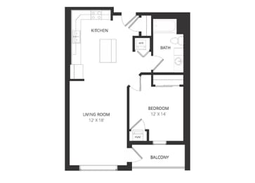 1 bed, 1 bath, 752 sqft, $1,590