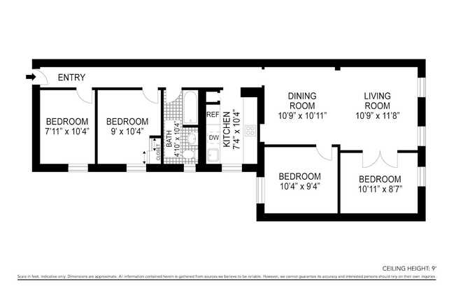 4 beds, 1 bath, $4,500, Unit 18