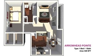 1 bed, 1 bath, 620 sqft, $1,062