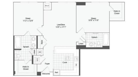 2 beds, 2 baths, 1,141 sqft, $2,490