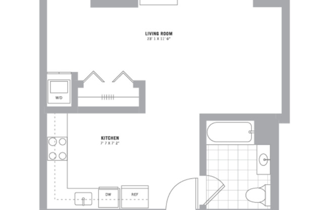 Studio, 1 bath, 524 sqft, $2,075, Unit 210-1107