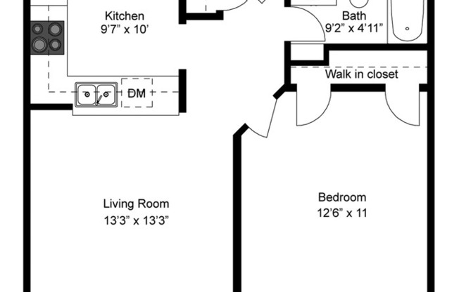 1 bed, 1 bath, 612 sqft, $1,100, Unit 226