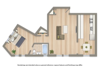 1 bed, 1 bath, 517 sqft, $1,875