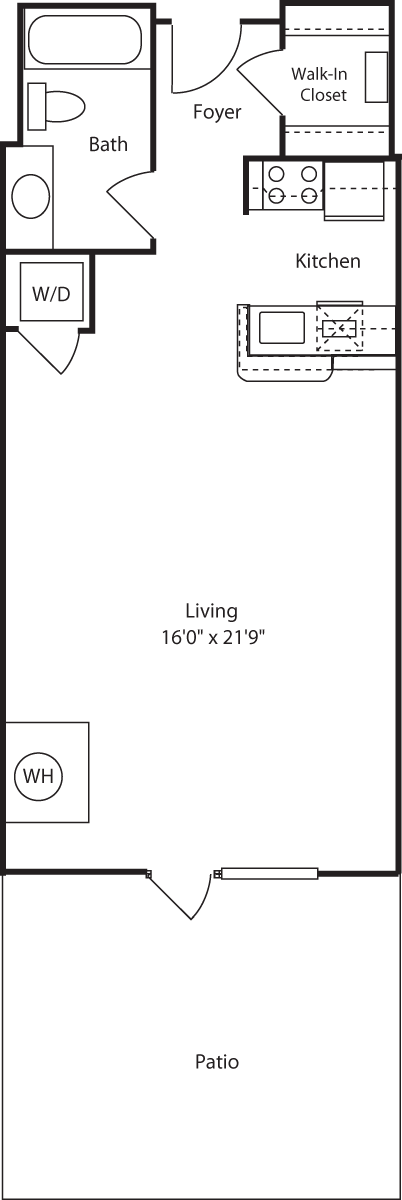 Studio, 1 bath, 577 sqft, $2,342, Unit 126