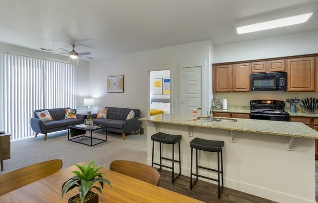 San Moritz Airbnb Open Concept Kitchen and Living Room