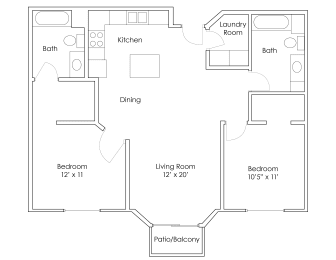 2 beds, 2 baths, 1,040 sqft, $1,490