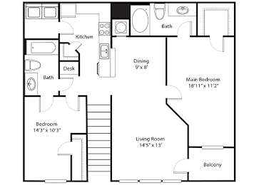 2 beds, 2 baths, 1,266 sqft, $1,480