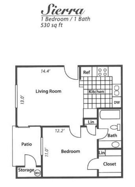 1 bed, 1 bath, 530 sqft, $1,425