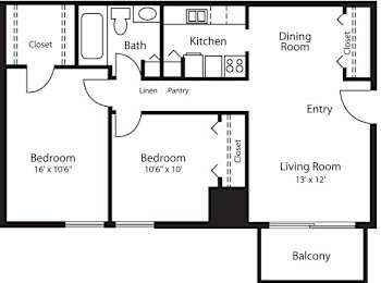 2 beds, 1 bath, 750 sqft, $1,035