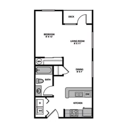 Studio, 1 bath, 525 sqft, $1,335