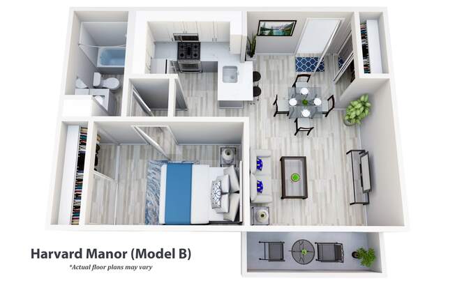 a 2 bedroom floor plan | harvard manor
