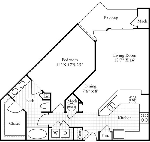 1 bed, 1 bath, 880 sqft, $1,968, Unit 1209