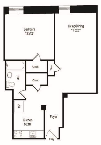 1 bed, 1 bath, 509 sqft, $3,225
