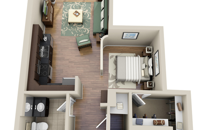Studio, 1 bath, 606 sqft, $2,122