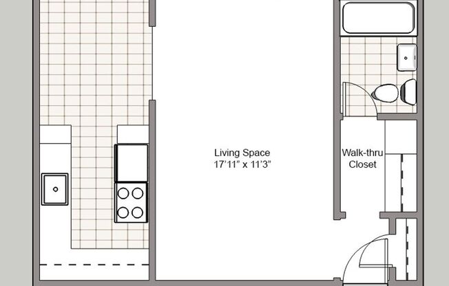 Studio, 1 bath, 425 sqft, $1,200, Unit 406