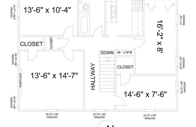 3 beds, 1 bath, $1,425, Unit 3